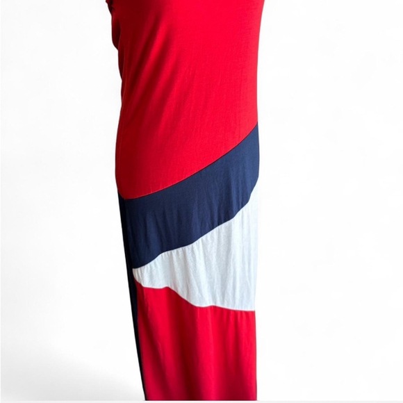 Red and Blue Colorblock Maxi Dress - Picture 2 of 7